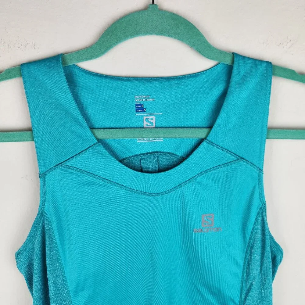 Salomon Ragnar Trail Race Bright Teal Blue Racerback Tank Top S